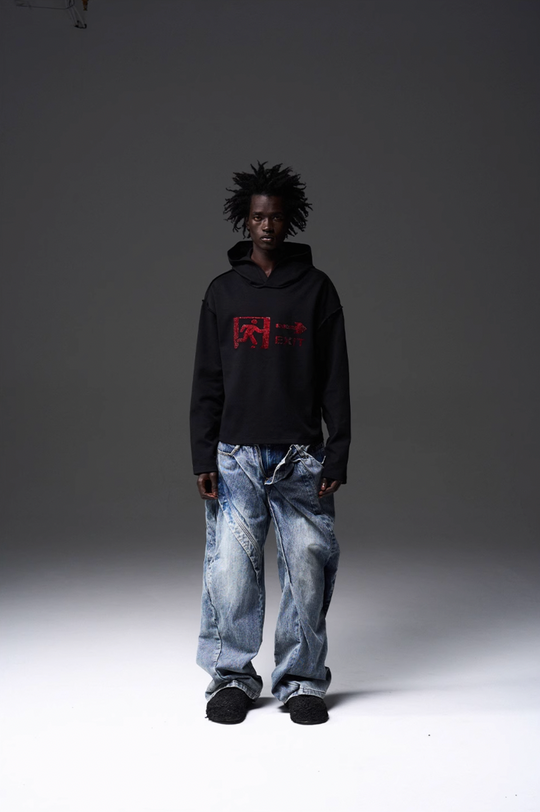 BLIND NO PLAN EMERGENCY EXIT Rhinestones Logo Hoodie