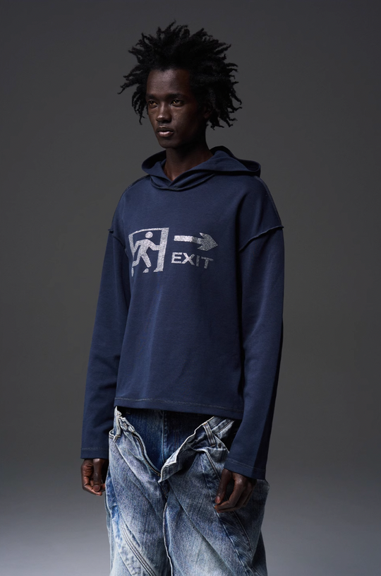 BLIND NO PLAN EMERGENCY EXIT Rhinestones Logo Hoodie