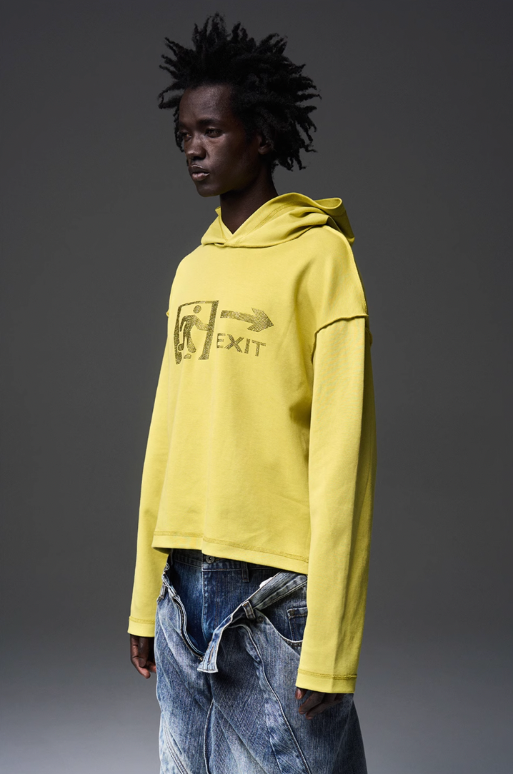 BLIND NO PLAN EMERGENCY EXIT Rhinestones Logo Hoodie