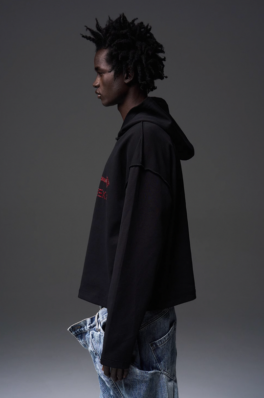 BLIND NO PLAN EMERGENCY EXIT Rhinestones Logo Hoodie