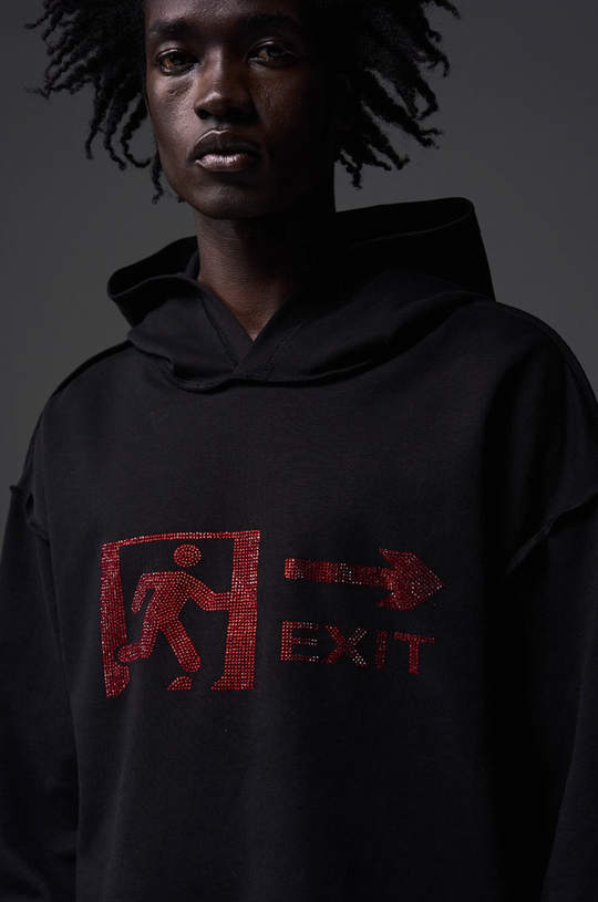 BLIND NO PLAN EMERGENCY EXIT Rhinestones Logo Hoodie