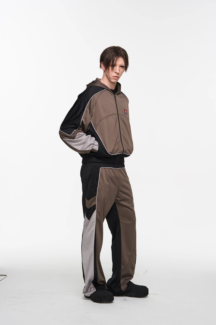 BLIND NO PLAN Color Blocked Sports Embroidered Pants