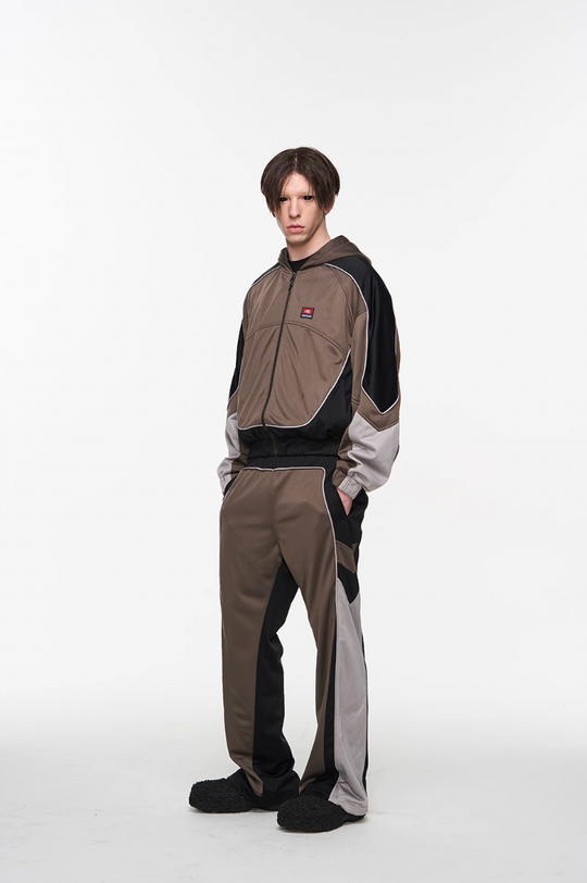 BLIND NO PLAN Color Blocked Sports Embroidered Pants