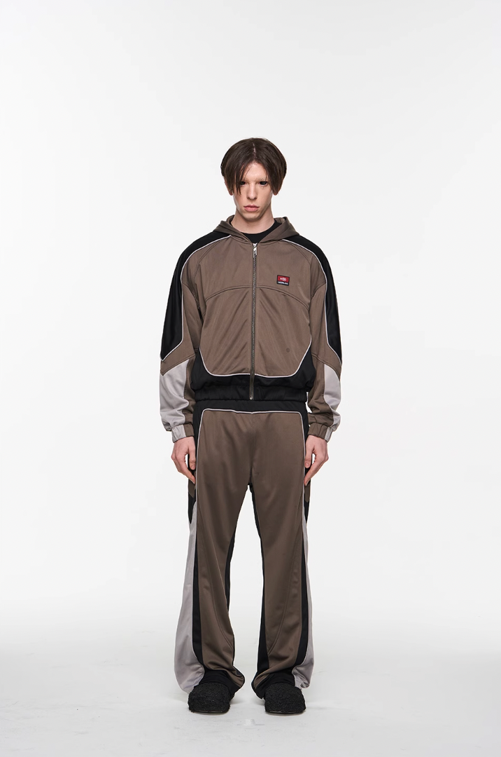 BLIND NO PLAN Color Blocked Sports Embroidered Pants