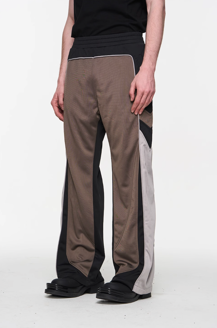 BLIND NO PLAN Color Blocked Sports Embroidered Pants