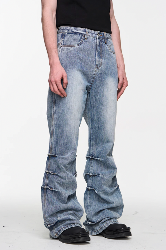 BLIND NO PLAN Washed Bamboo Pinch Pleat Denim Jeans