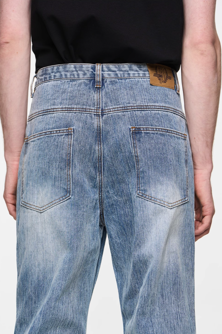 BLIND NO PLAN Washed Bamboo Pinch Pleat Denim Jeans