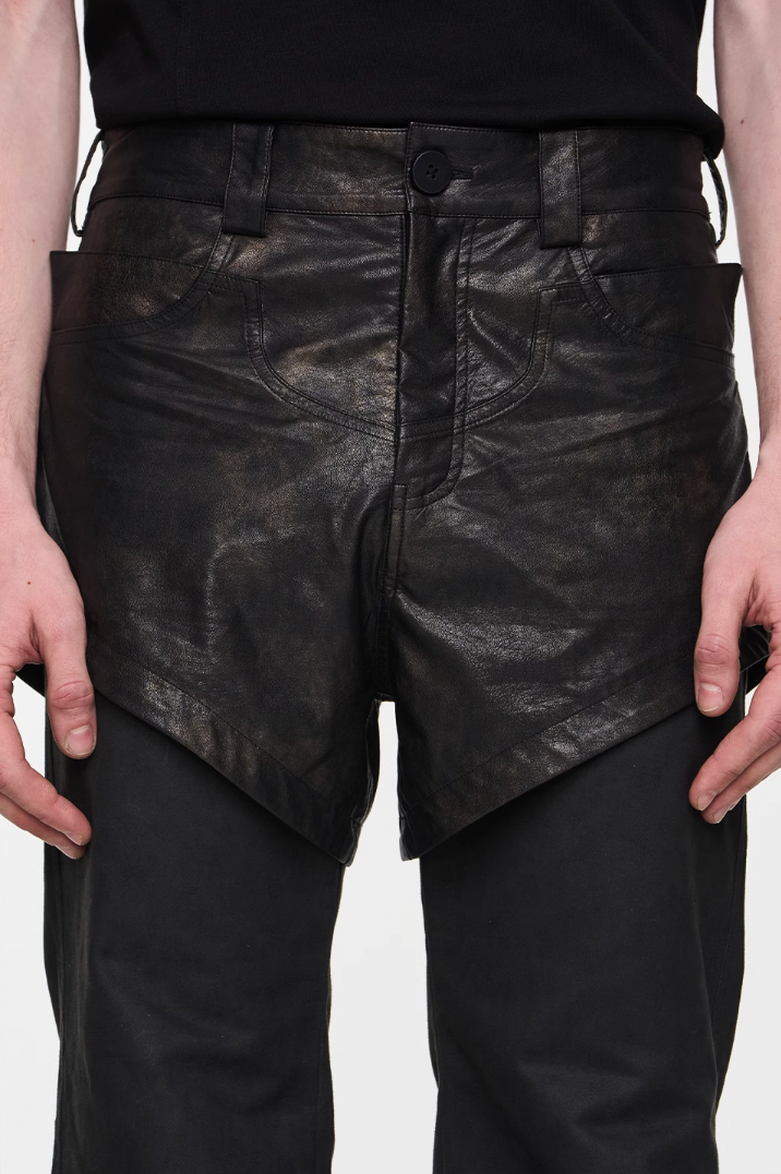 BLIND NO PLAN Double Layer Fake Two Piece Pants