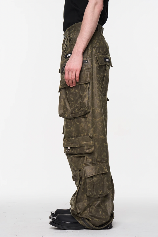 BLIND NO PLAN Multi Pocket Embroidered Labeling Work Pants