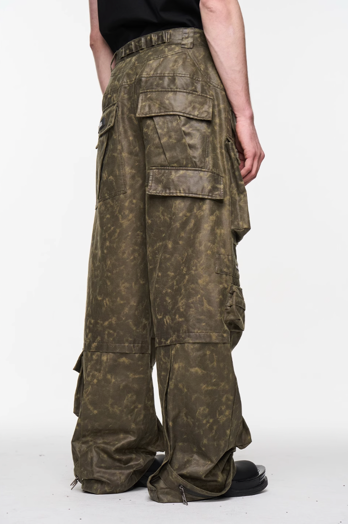 BLIND NO PLAN Multi Pocket Embroidered Labeling Work Pants