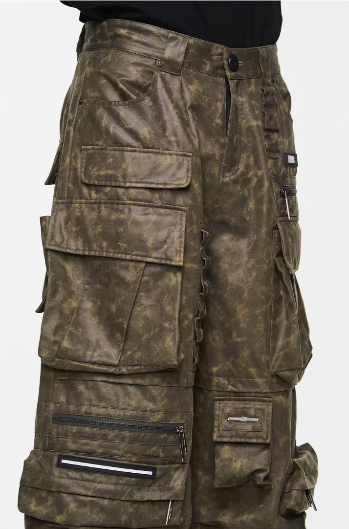 BLIND NO PLAN Multi Pocket Embroidered Labeling Work Pants