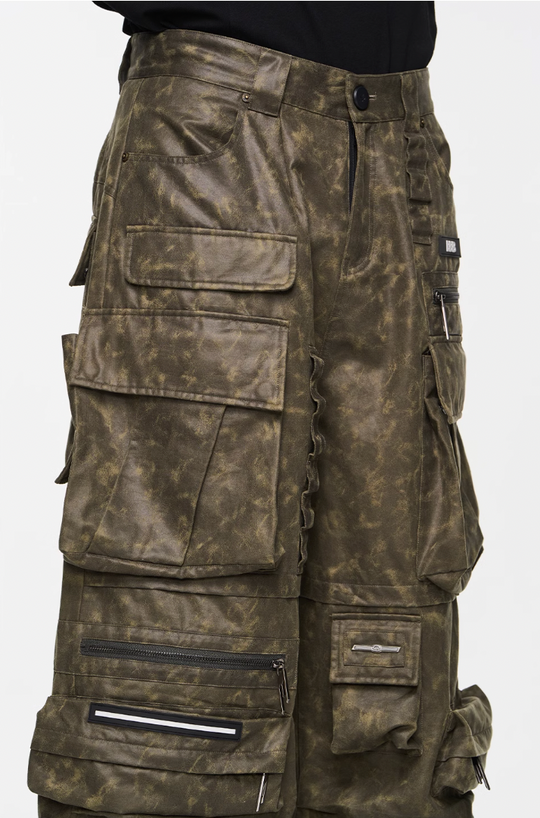 BLIND NO PLAN Multi Pocket Embroidered Labeling Work Pants