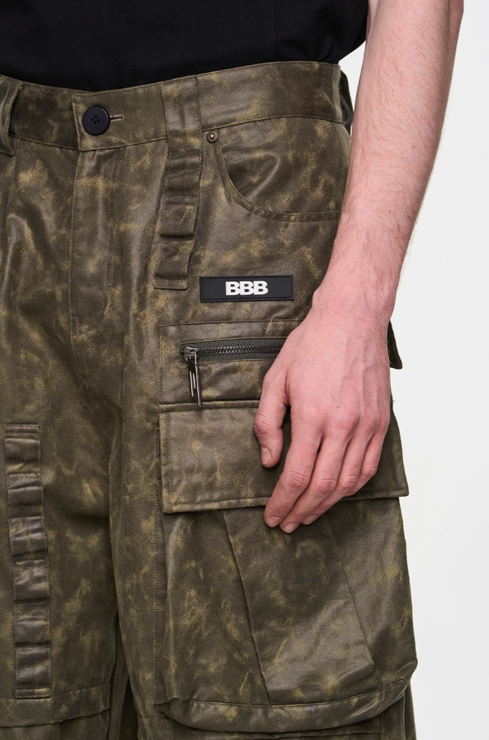 BLIND NO PLAN Multi Pocket Embroidered Labeling Work Pants