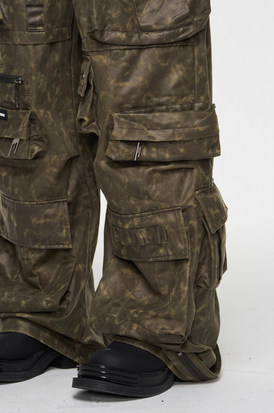 BLIND NO PLAN Multi Pocket Embroidered Labeling Work Pants