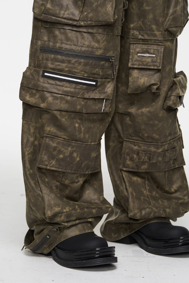 BLIND NO PLAN Multi Pocket Embroidered Labeling Work Pants