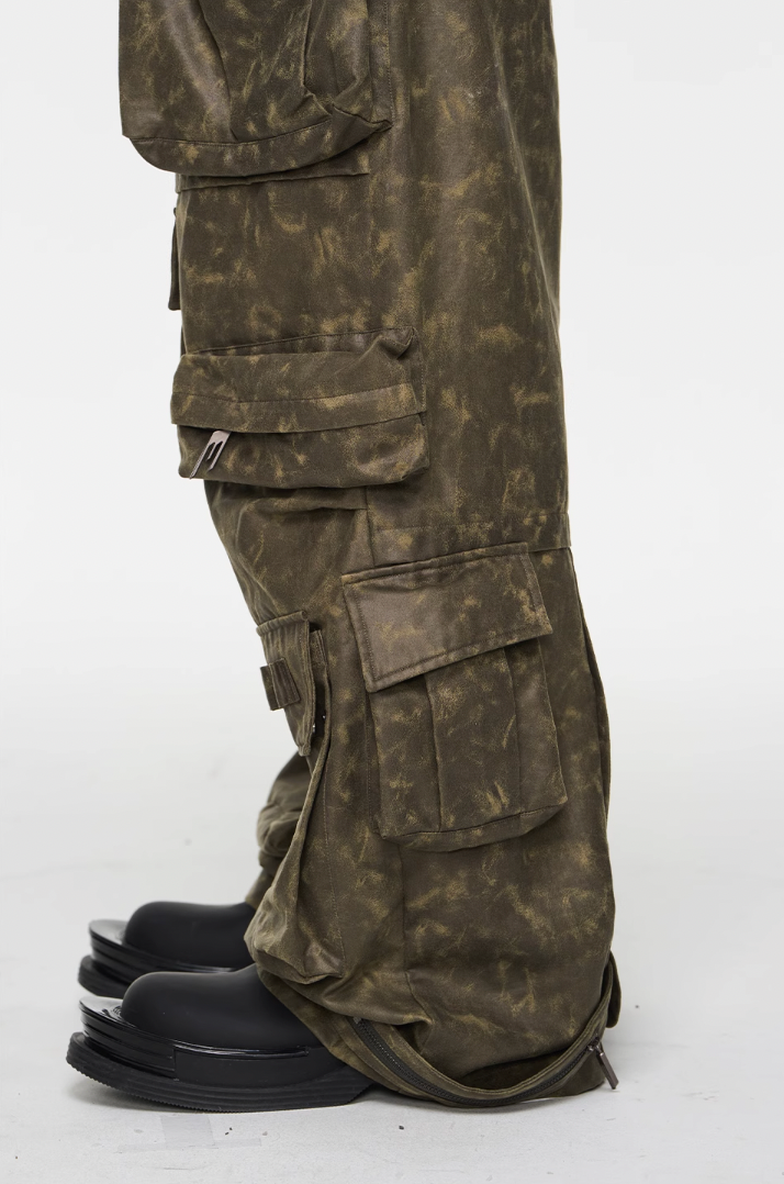 BLIND NO PLAN Multi Pocket Embroidered Labeling Work Pants