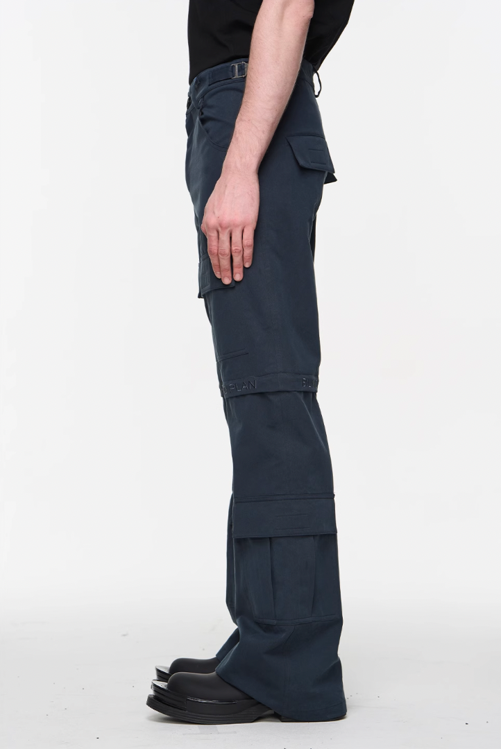 BLIND NO PLAN Two Tone Pocket Removable Logo Embroidered Work Pants