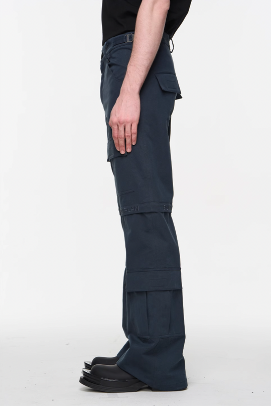 BLIND NO PLAN Two Tone Pocket Removable Logo Embroidered Work Pants