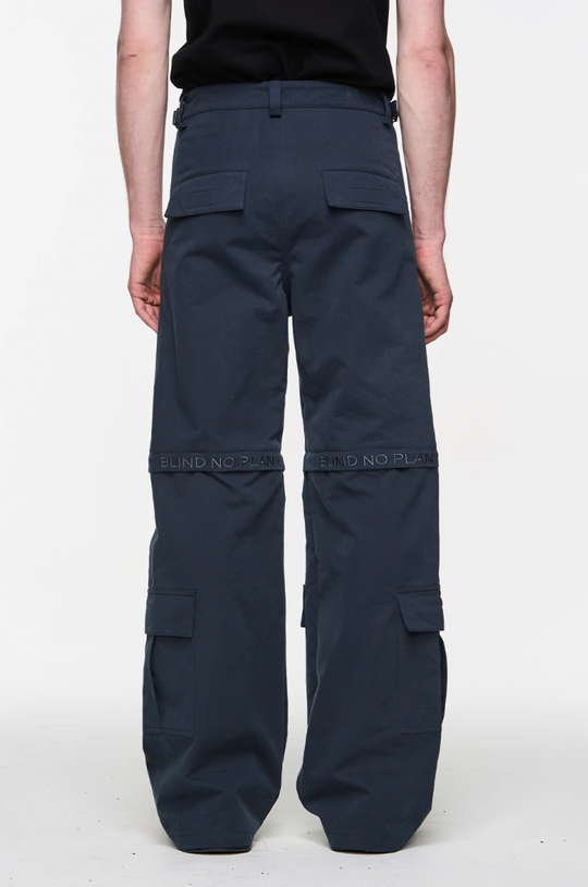 BLIND NO PLAN Two Tone Pocket Removable Logo Embroidered Work Pants