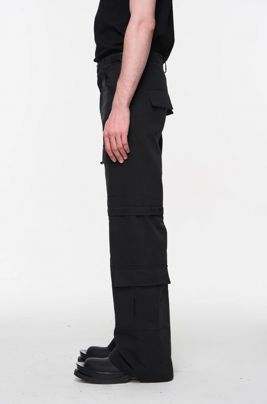 BLIND NO PLAN Two Tone Pocket Removable Logo Embroidered Work Pants