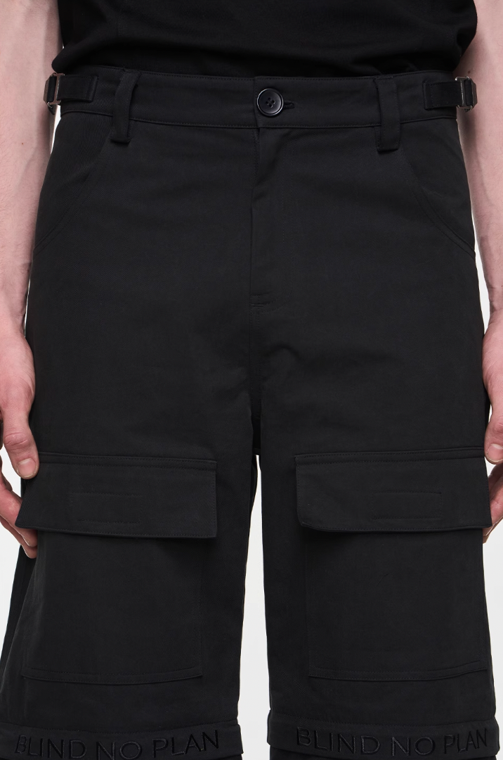 BLIND NO PLAN Two Tone Pocket Removable Logo Embroidered Work Pants