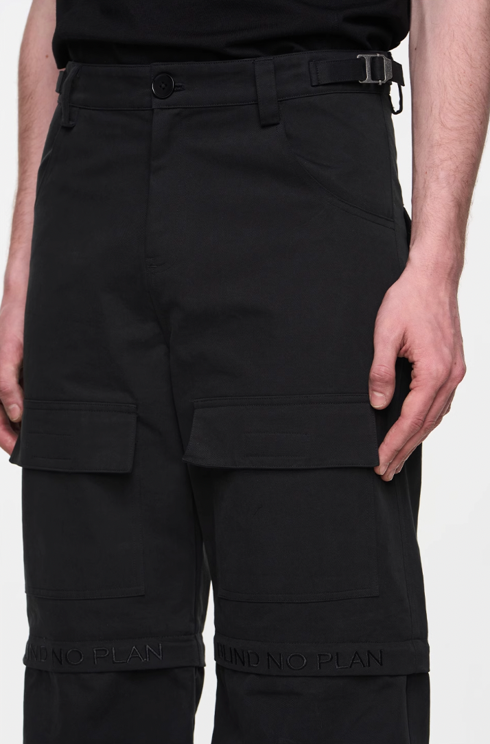 BLIND NO PLAN Two Tone Pocket Removable Logo Embroidered Work Pants