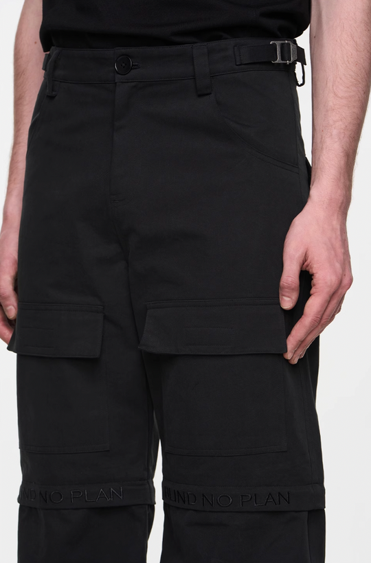 BLIND NO PLAN Two Tone Pocket Removable Logo Embroidered Work Pants