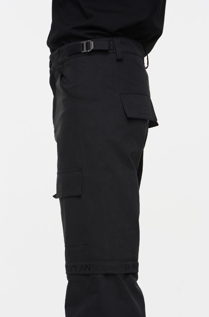 BLIND NO PLAN Two Tone Pocket Removable Logo Embroidered Work Pants