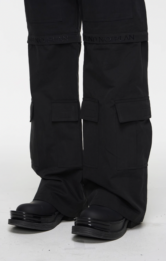 BLIND NO PLAN Two Tone Pocket Removable Logo Embroidered Work Pants