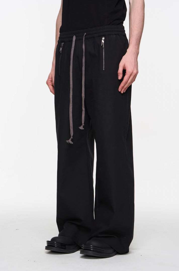 BLIND NO PLAN Zipper Drawstring Elastic Casual Pants