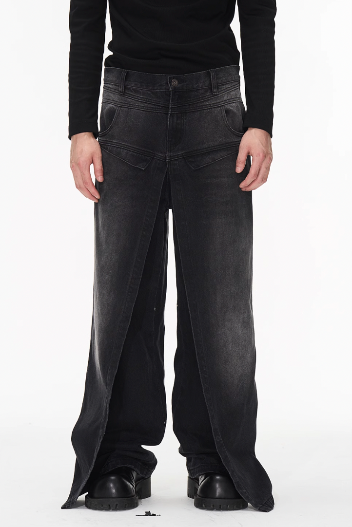 BLIND NO PLAN Dual Form Aged Washed Denim Jeans