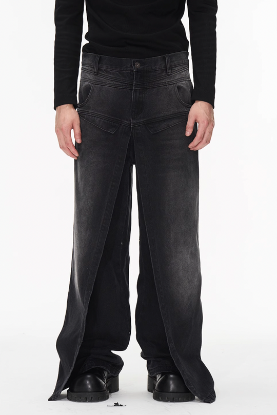 BLIND NO PLAN Dual Form Aged Washed Denim Jeans
