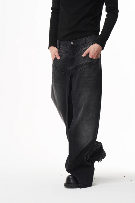 BLIND NO PLAN Dual Form Aged Washed Denim Jeans