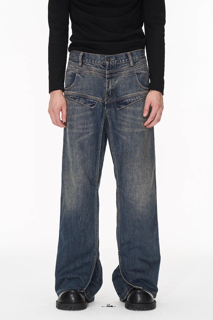 BLIND NO PLAN Dual Form Aged Washed Denim Jeans