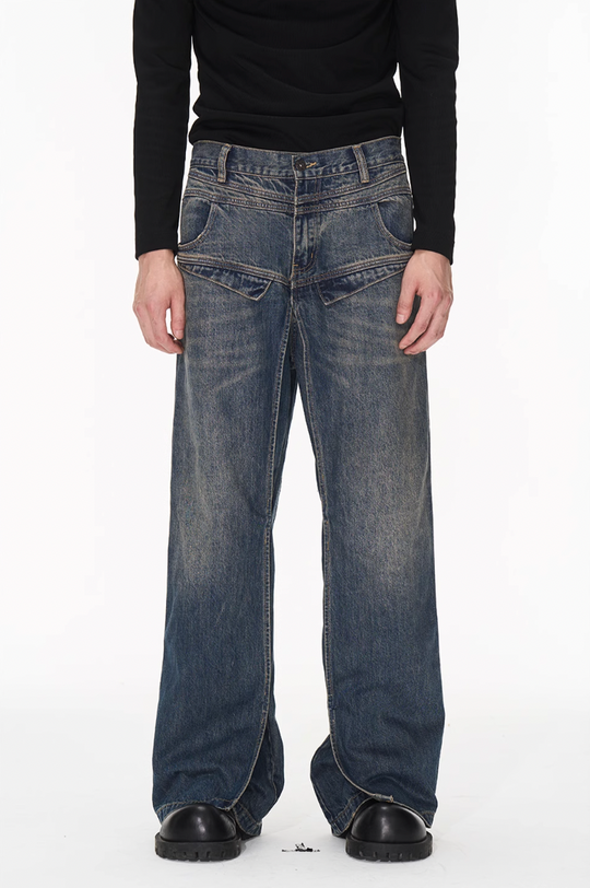 BLIND NO PLAN Dual Form Aged Washed Denim Jeans