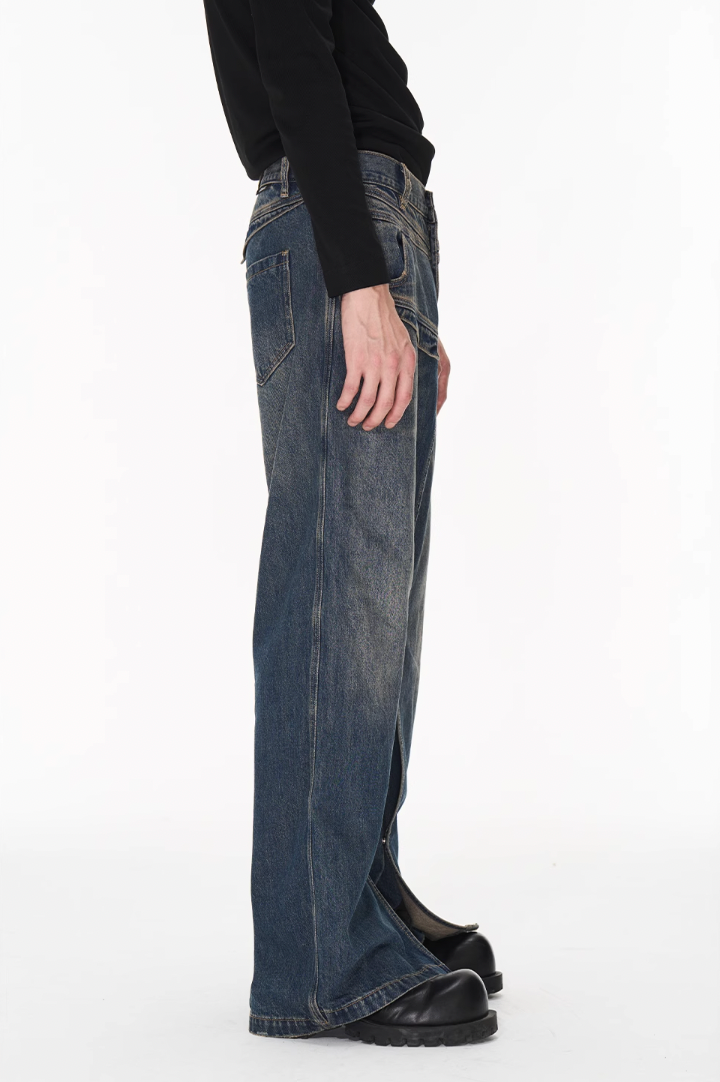 BLIND NO PLAN Dual Form Aged Washed Denim Jeans