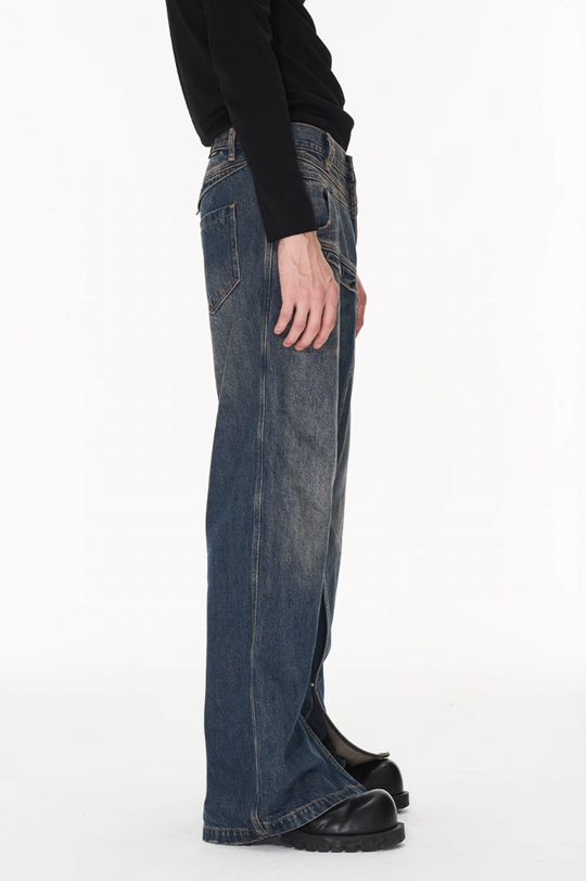 BLIND NO PLAN Dual Form Aged Washed Denim Jeans