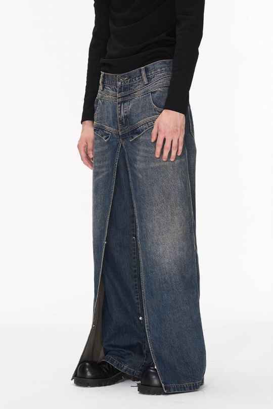 BLIND NO PLAN Dual Form Aged Washed Denim Jeans