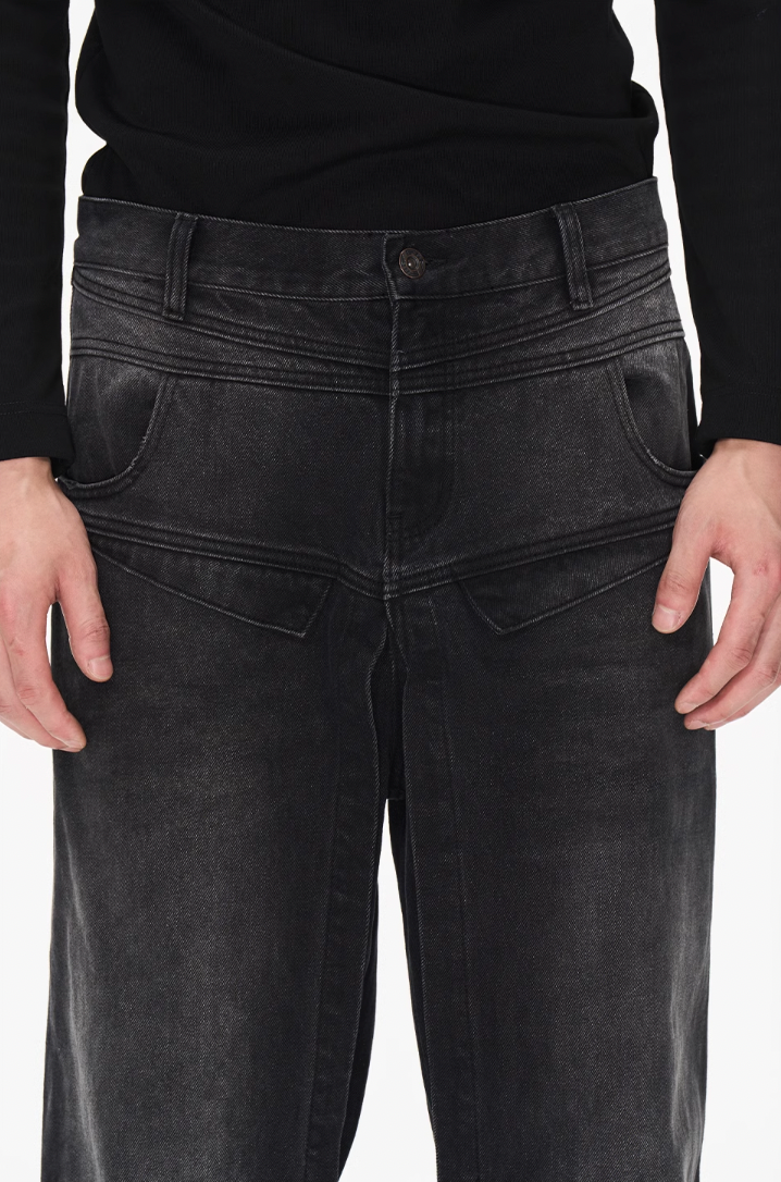 BLIND NO PLAN Dual Form Aged Washed Denim Jeans