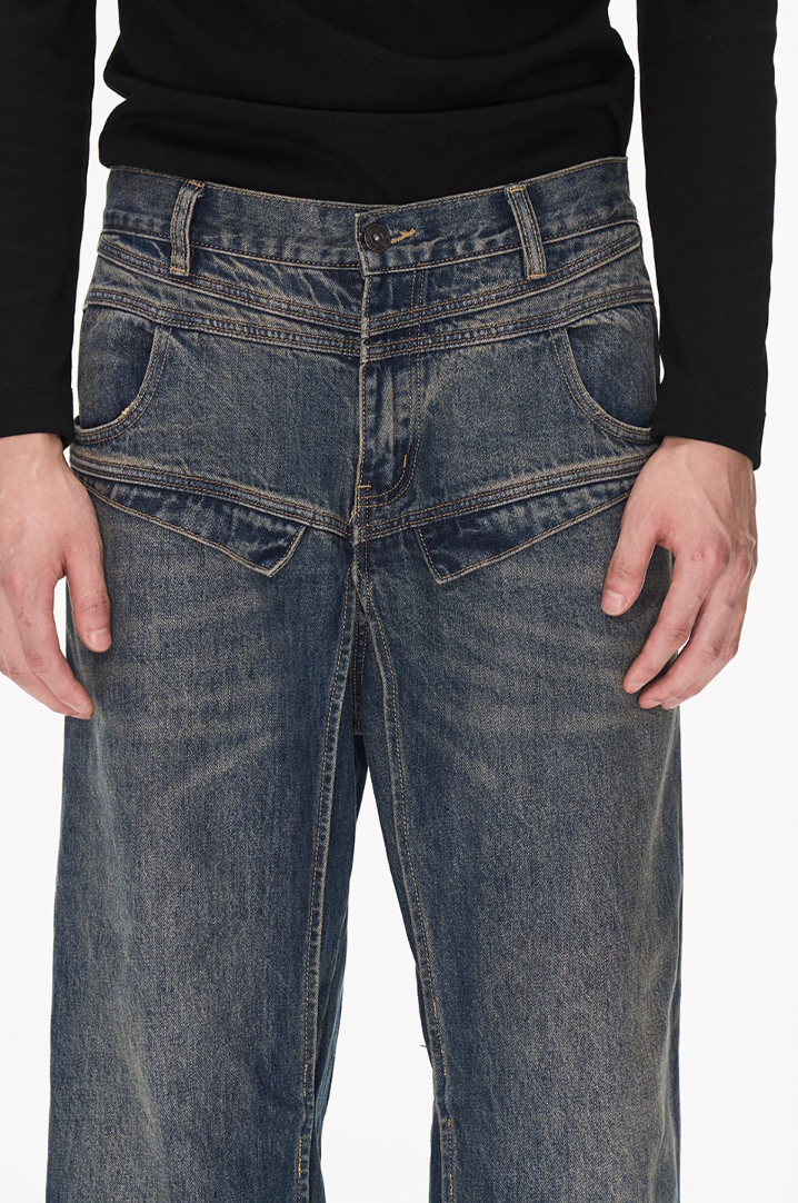 BLIND NO PLAN Dual Form Aged Washed Denim Jeans