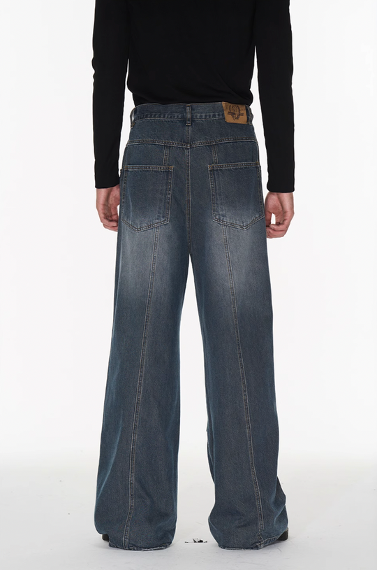 BLIND NO PLAN Silhouette Pinch Pleat Washed Denim Jeans