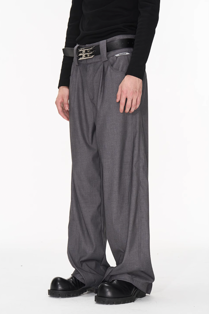 BLIND NO PLAN Wide Waisted Contour Suit Pants