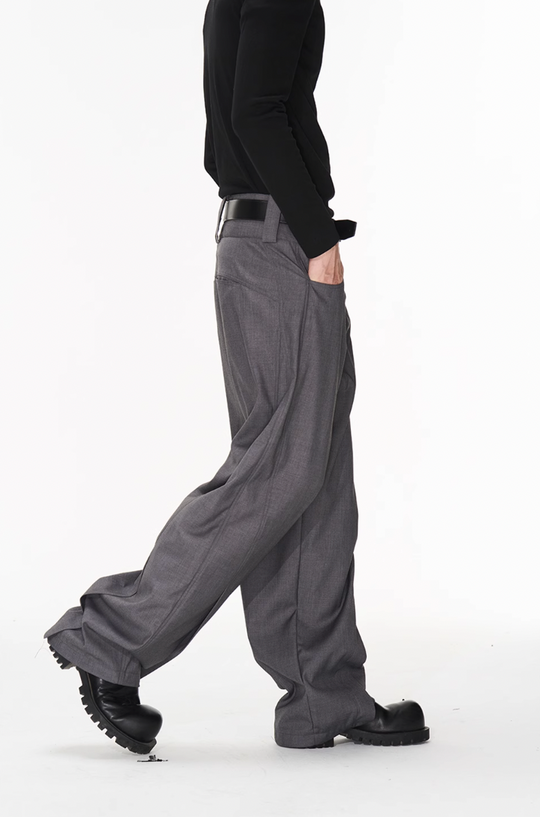 BLIND NO PLAN Wide Waisted Contour Suit Pants