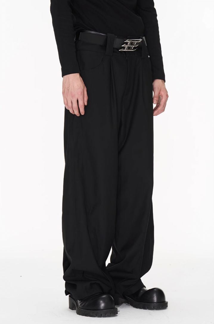 BLIND NO PLAN Wide Waisted Contour Suit Pants