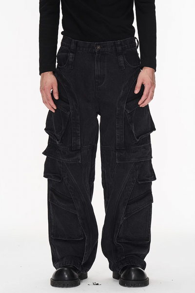 BLIND NO PLAN Deconstructed Workwear Pocket Denim Jeans