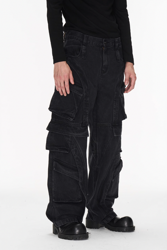 BLIND NO PLAN Deconstructed Workwear Pocket Denim Jeans
