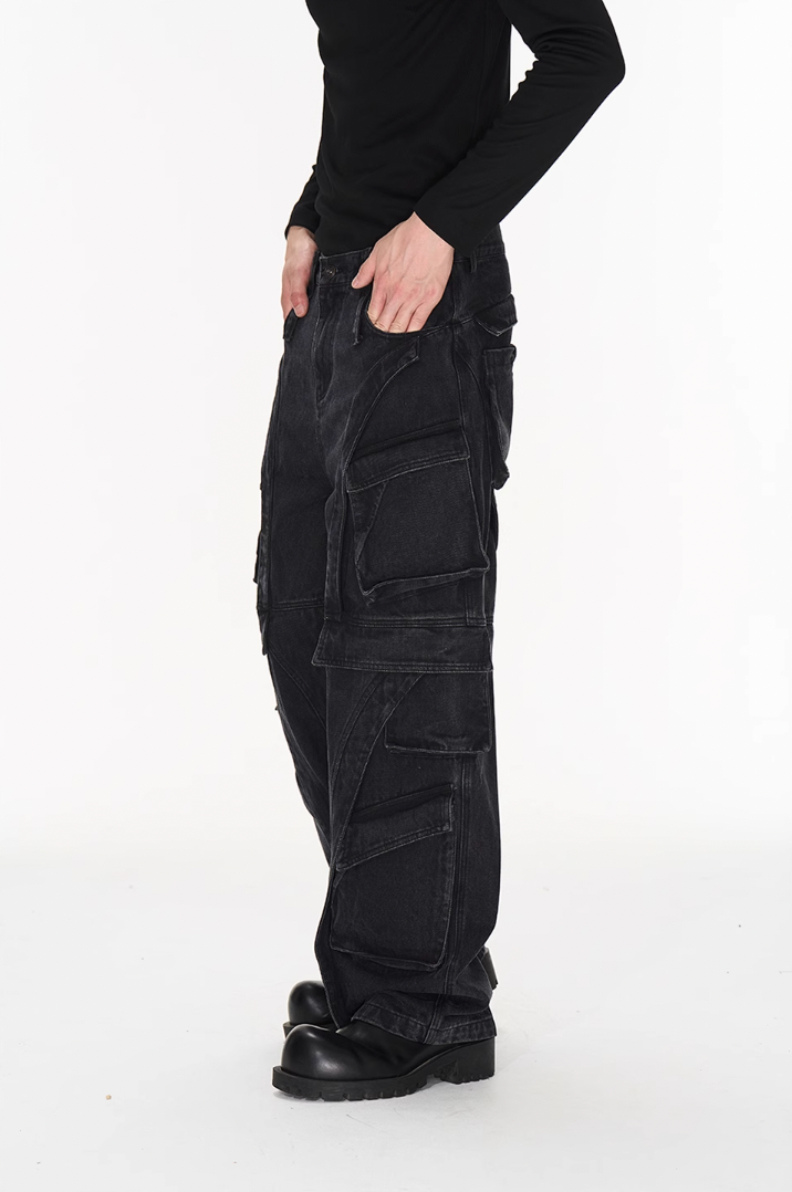 BLIND NO PLAN Deconstructed Workwear Pocket Denim Jeans