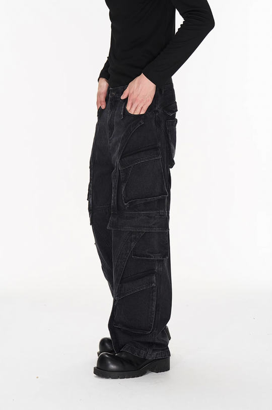 BLIND NO PLAN Deconstructed Workwear Pocket Denim Jeans