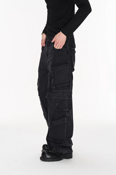 BLIND NO PLAN Deconstructed Workwear Pocket Denim Jeans