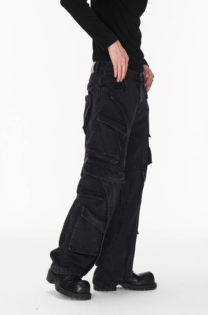 BLIND NO PLAN Deconstructed Workwear Pocket Denim Jeans